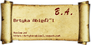 Brtyka Abigél névjegykártya